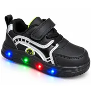 Pantofi sport cu luminite, model sporty style 2, piele ecologica, baieti, negru ad30-223