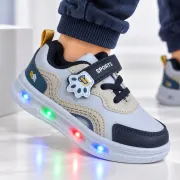 Pantofi sport cu luminite, model sporty style 3, piele ecologica, baieti, gri ad30-224