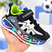 Pantofi sport cu luminite, model super confy black, textil si piele ecologica, baieti, bleumarine ad30-226