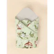 Paturica de infasat, Qmini, Cu doua fete, Cu multiple utilizari, Cu inchidere arici velcro, Dimensiune 75x75 cm, Din bumbac certificat Oeko Tex Standard 100, Frogs BYN6426972023337