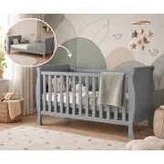 Patut Evolutiv 140x70cm Scarlet 3a N1 Gri ,   Pat Bebe + Junior + Pat Pree Colar, Somiera Reglabila 3 Pozitii + Sipci Detae Abile   En 716-1, Max 40kg Pjbscarlet140_g