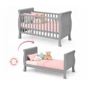Patut Evolutiv 140x70cm Scarlet 3a N1 Gri ,   Pat Bebe + Junior + Pat Pree Colar, Somiera Reglabila 3 Pozitii + Sipci Detae Abile   En 716-1, Max 40kg Pjbscarlet140_g