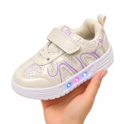 Pantofi sport cu luminite, model pearl, piele ecologica, fete, alb ad31-501