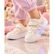 Pantofi sport cu luminite, model pearl, piele ecologica, fete, alb ad31-501