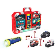 Set Dickie Toys Micro SOS Playset cu 3 masinute si 7 accesorii HUBS203714024