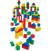 Set constructie Eichhorn Colored Wooden Blocks 100 piese HUBS100007720