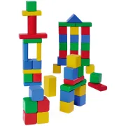 Set constructie Eichhorn Colored Wooden Blocks 50 piese HUBS100007700
