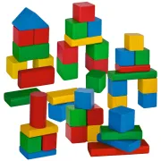 Set constructie Eichhorn Colored Wooden Blocks 50 piese HUBS100007700
