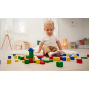 Set constructie Eichhorn Colored Wooden Blocks 50 piese HUBS100007700