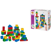 Set constructie Eichhorn Colored Wooden Blocks 50 piese HUBS100007700