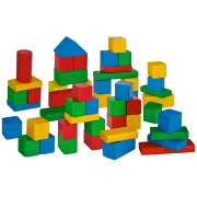 Set constructie Eichhorn Colored Wooden Blocks 50 piese HUBS100007700