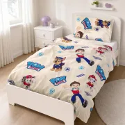Lenjerie universala 2 piese cu Paw Patrol Crem pentru pat copii - ASC6427968022808