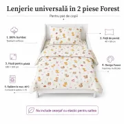 Lenjerie universala in 2 piese Forest pentru pat copii - ASC6427968022839