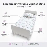 Lenjerie universala 2 piese Dino pentru pat copii - ASC6427968022877