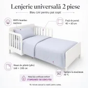 Lenjerie universala 2 piese Bleu Uni pentru pat copii - ASC6427968022938