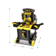 Atelier de lucru 3 in 1 pentru copii TinyMini, trusa de scule cu valiza si carucior mobil, 3 ani+