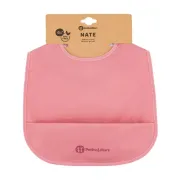 Baveta impermeabila cu buzunar, Petite&Mars, Nate, Fara PVC si ftalati, 37 &times; 27 cm, 6 luni+, Prindere velcro, Roz BYN411820