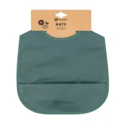 Baveta impermeabila cu buzunar, Petite&Mars, Nate, Fara PVC si ftalati, 37 &times; 27 cm, 6 luni+, Prindere velcro, Verde BYN411817