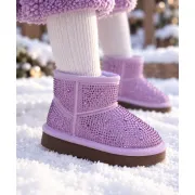 Cizme imblanite cu strasuri pentru copii, model elise, mov ad26