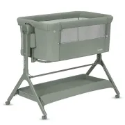 Patut co-sleeper, Lionelo, Leonie Plus, Pliabil, Cu sistem de leganare, Cu setare unghiulara, Reglabil in 6 pozitii pe inaltime, Conform cu standardele europeane de securitate EN1130 si EN16890, Verde BYNLO-LEONIE_PLUS_GREEN_SAGE