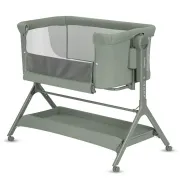 Patut co-sleeper, Lionelo, Leonie Plus, Pliabil, Cu sistem de leganare, Cu setare unghiulara, Reglabil in 6 pozitii pe inaltime, Conform cu standardele europeane de securitate EN1130 si EN16890, Verde BYNLO-LEONIE_PLUS_GREEN_SAGE