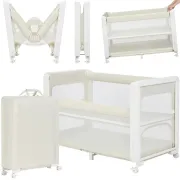 Patut multifunctional, Lionelo, Patty, 5 in 1, 0- 36 luni, Co-sleeper, Tarc de joaca, Patut de calatorie, Laterala rabatabila, 2 trepte reglare saltea, Roti, Husa transport inclusa, Bej BYNLO-PATTY_BEIGE_SAND