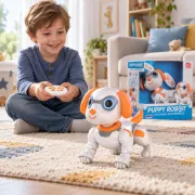 RS Toys Puppy Robot &ndash; cățeluș interactiv cu telecomandă, lumini și sunete, 25 cm SOLRS12385