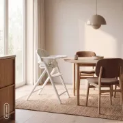 Scaun de masa multifunctional Celia Close&Cosy, Lionelo, Din lemn de fag, 6 luni- adult, Reglabil pe inaltime, Spatar lat, Sezut ergonomic, Tavita silicon, Suport de picioare reglabil, Greutate maxima 90 Kg, Alb BYNLO-CELIA_CLOSE&COSY