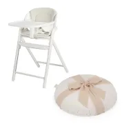 Scaun de masa multifunctional Celia Close&Cosy, Lionelo, Din lemn de fag, 6 luni- adult, Reglabil pe inaltime, Spatar lat, Sezut ergonomic, Tavita silicon, Suport de picioare reglabil, Greutate maxima 90 Kg, Alb BYNLO-CELIA_CLOSE&COSY