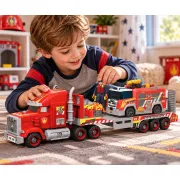 Set Pompieri Fire Rescue cu camion transport, autospecială, figurină și accesorii, aprox. 50 cm, 3+ ani SOLRS12382