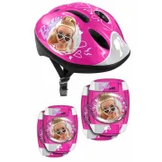 Set casca protectie, genunchiere si cotiere, Stamp, Sigure si confortabile, Reglabile, Conform cu EN1078, Marime 50/56 cm, 3 ani+, Barbie BYNCB200507