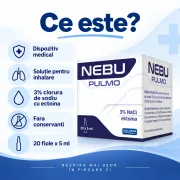 Solutie pentru inhalare Solinea Nebu Pulmo, NaCl 3% cu ectoina, 20 fiole, fara conservanti, dispozitiv medical BITNebuPulmo