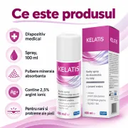 Spray pentru rani Solinea Kelatis, pulbere minerala absorbanta cu 2,5% argint ionic, dispozitiv medical, 100 ml BITsprayKelatis