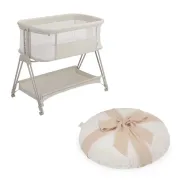 Patut co-sleeper, Lionelo, Luna Close&Cosy, 2 in 1, Cu laterala culisanta, Cu setare unghiulara, Cu roti, Reglabil in 6 pozitii pe inaltime, Alb BYNLO-LUNA_CLOSE&COSY