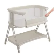 Patut co-sleeper, Lionelo, Luna Close&Cosy, 2 in 1, Cu laterala culisanta, Cu setare unghiulara, Cu roti, Reglabil in 6 pozitii pe inaltime, Alb BYNLO-LUNA_CLOSE&COSY