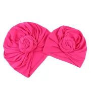 Set turbane mama-copil cu pampoane, roz aprins JEMdrl_set2turb