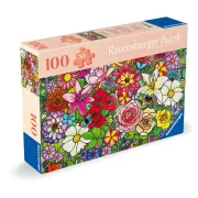 Ravensburger - Puzzle pentru varstnici fereastra flori cu sablon de imagine si suport din carton 100 piese mari XL - ARTRVSPA01364