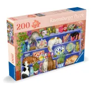 Ravensburger - Puzzle pentru varstnici pisicute pe raft cu sablon de imagine si suport din carton 200 piese mari XL - ARTRVSPA01367