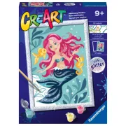 Ravensburger - CreArt pictura pe numere pentru copii cu sclipici sirena - ARTRVSPBN23568