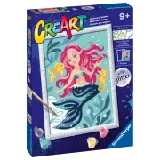 Ravensburger - CreArt pictura pe numere pentru copii cu sclipici sirena - ARTRVSPBN23568