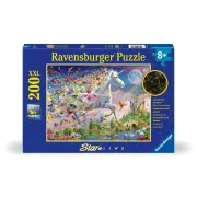 Ravensburger - Puzzle Star Line Unicorn si fluturi care lumineaza in intuneric 200 piese XXL - ARTRVSPC00872