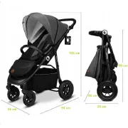 Carucior sport, Lionelo, Natt, De la nastere, Cu accesorii si capotina XXL reglabila, 0 - 22 kg, Conform cu standardele europene de securitate EN1888-1, EN1888-2, Gri BYNLO-NATT_GREY_STONE