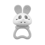 Jucarie pentru dentitie din silicon cu zornaitoare, Mombella Bunny - Grey KRTM02401