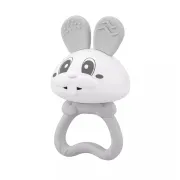Jucarie pentru dentitie din silicon cu zornaitoare, Mombella Bunny - Grey KRTM02401