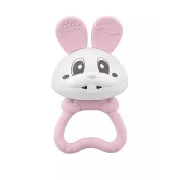 Jucarie pentru dentitie din silicon cu zornaitoare, Mombella Bunny - Pink KRTM02400