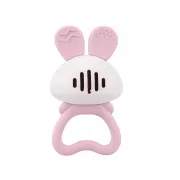 Jucarie pentru dentitie din silicon cu zornaitoare, Mombella Bunny - Pink KRTM02400