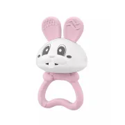 Jucarie pentru dentitie din silicon cu zornaitoare, Mombella Bunny - Pink KRTM02400