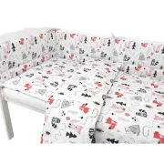 Lenjerie patut cu 3 piese, MimiNu, Pentru patut 120x60 cm, Cu protectie laterala, Din bumbac certificat Oeko Tex Standard 100, Fox BYN6426972024778
