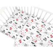 Lenjerie patut cu 3 piese, MimiNu, Pentru patut 120x60 cm, Cu protectie laterala, Din bumbac certificat Oeko Tex Standard 100, Fox BYN6426972024778