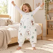 Sac De Dormit Cu Picioare Amy Poiana Cu Caprioare, Bumbac, 2.5 Tog, Marimea L (104-110cm), 78x54cm ,   Cu E Osete Integrate Pjb84804